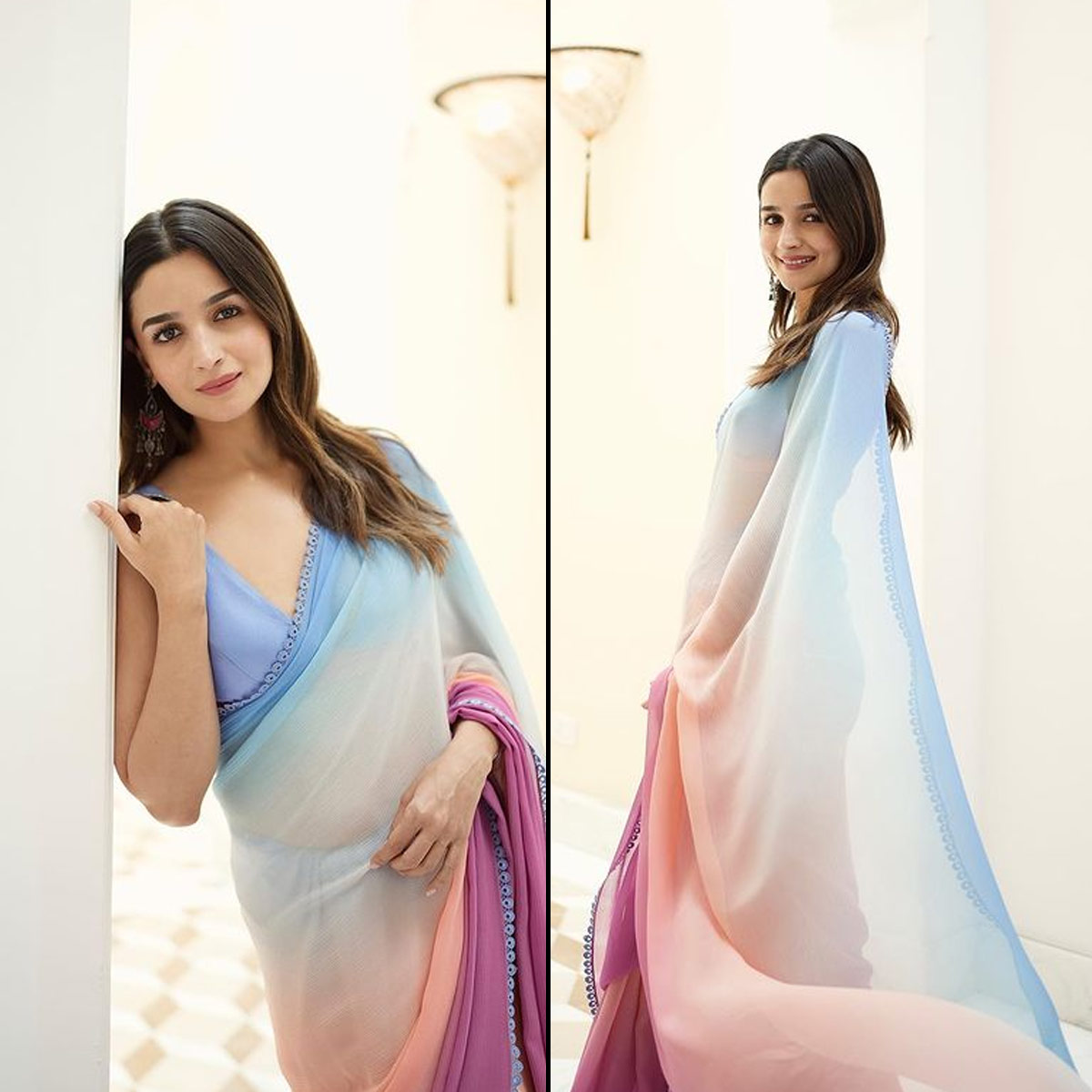 alia bhatt in pastel saree