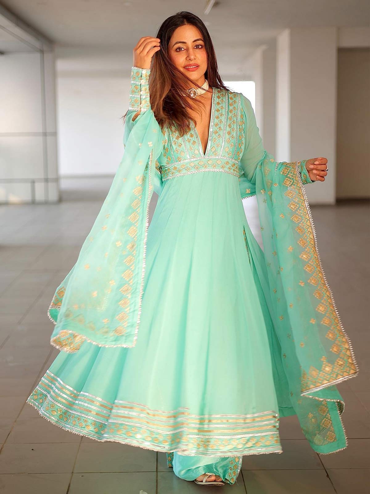 Anarkali kurti gotta patti designs