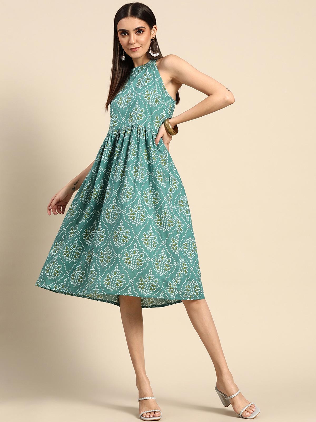 bandhani print dress