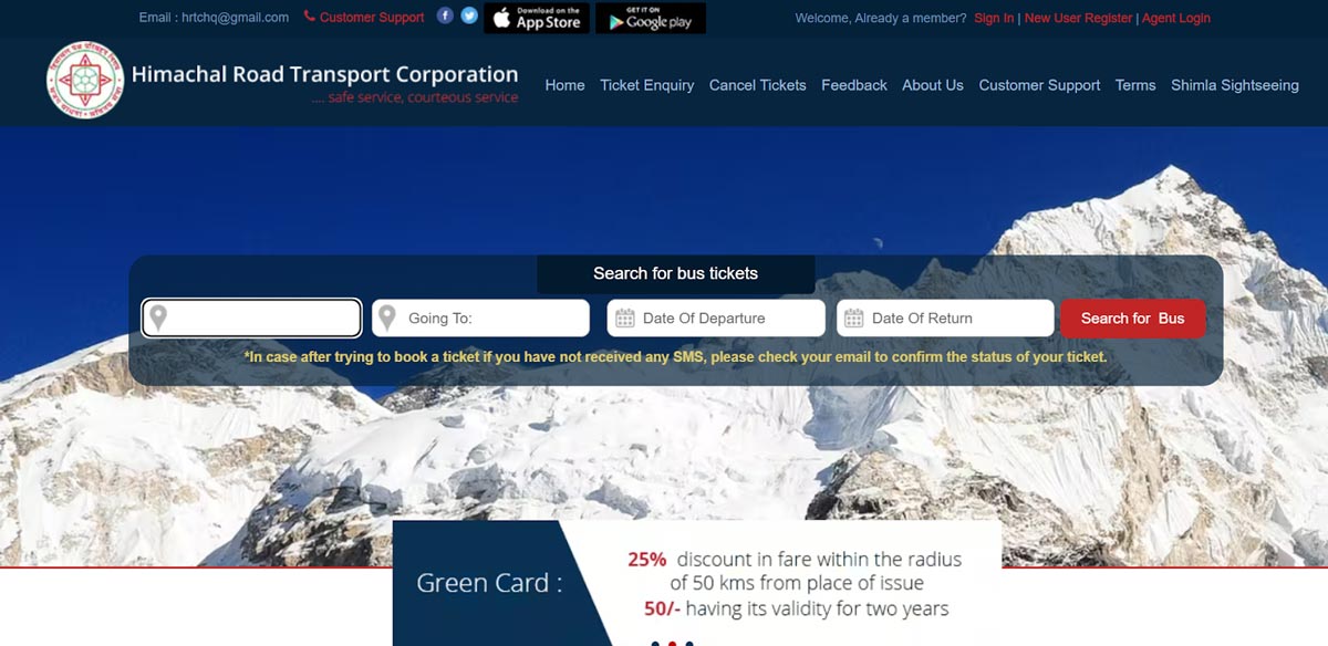 how to book himachal roadways bus ticket