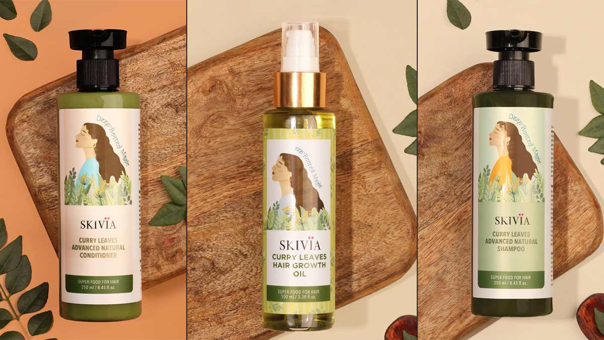 skivia hair care range  curry patta