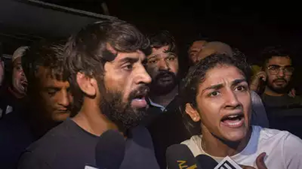 wrestlers protest on jantar mantar