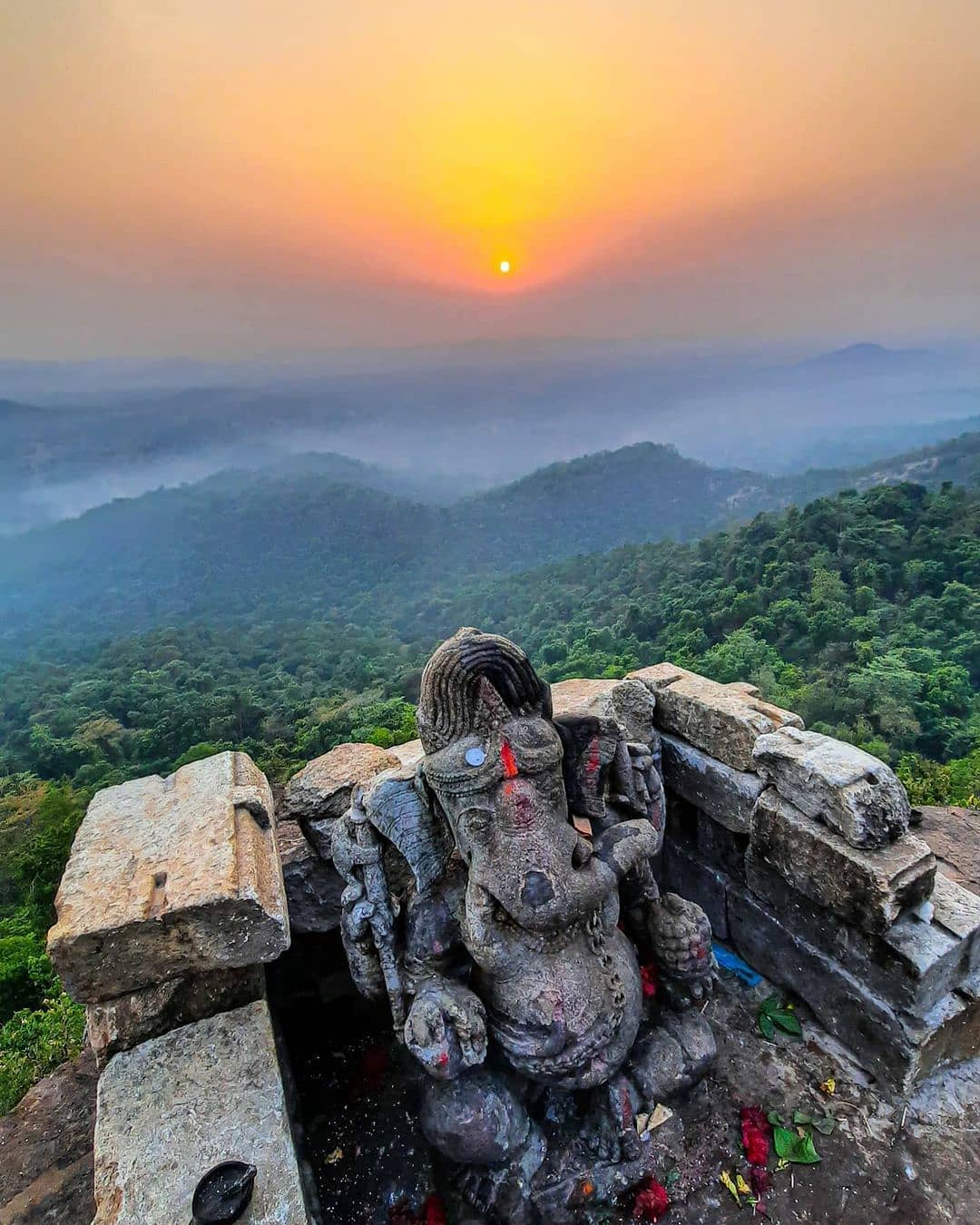 dholkal ganesh statue sitting alone on the top of mountain