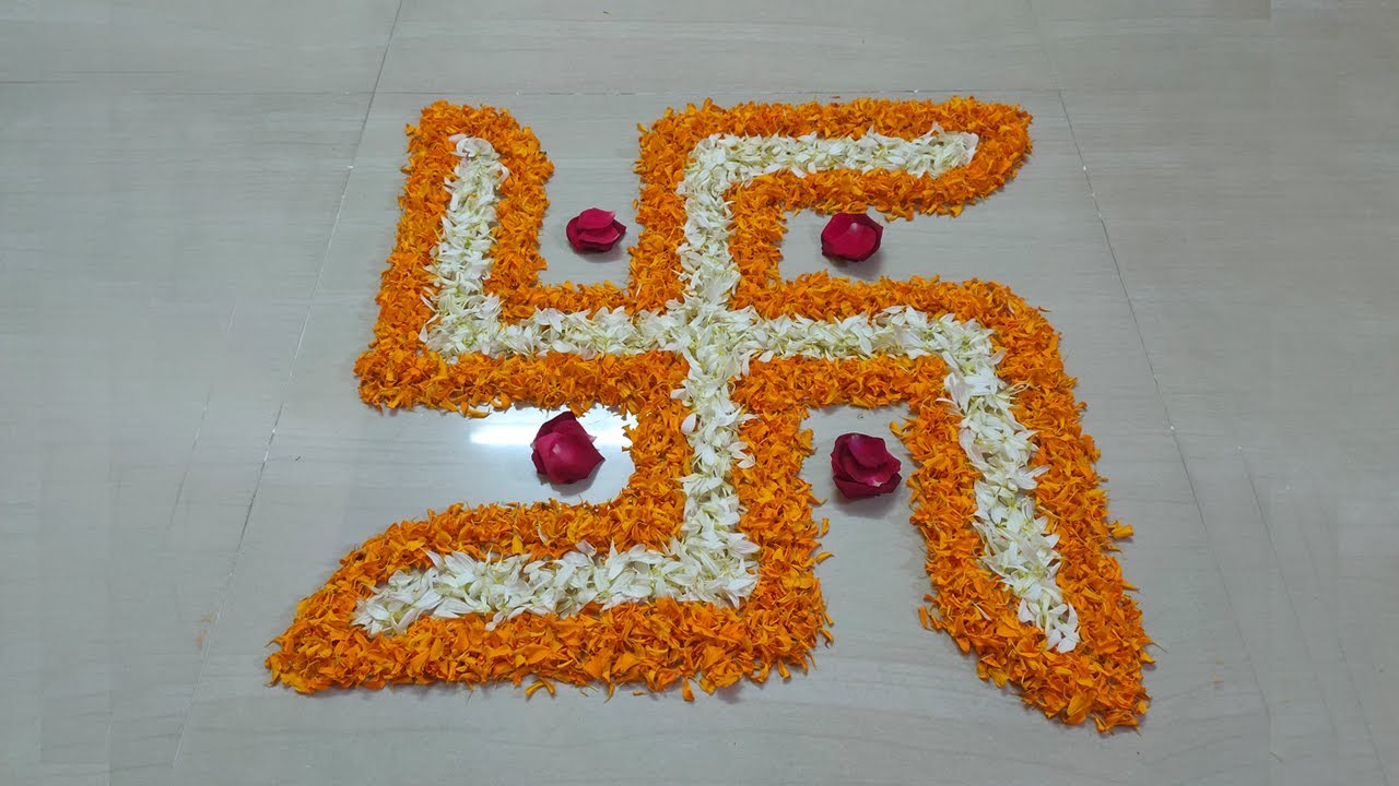 floral swastik rangoli