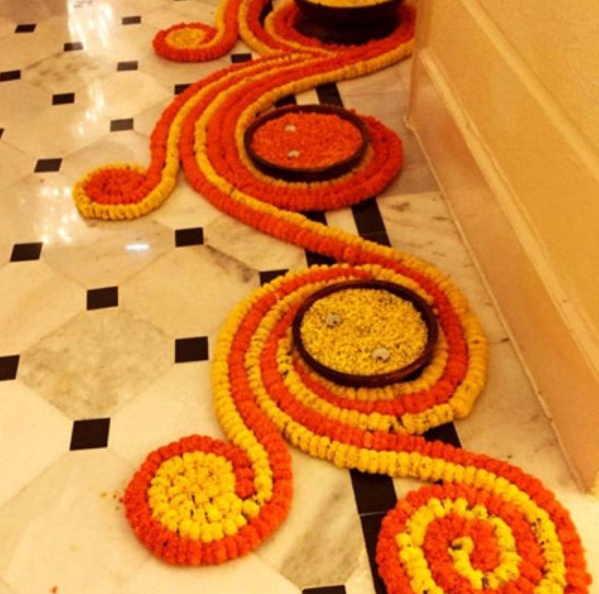marigold floral rangoli