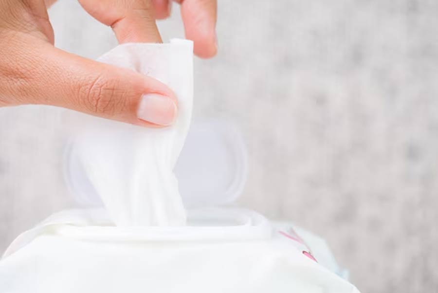 wet wipes in washing machine