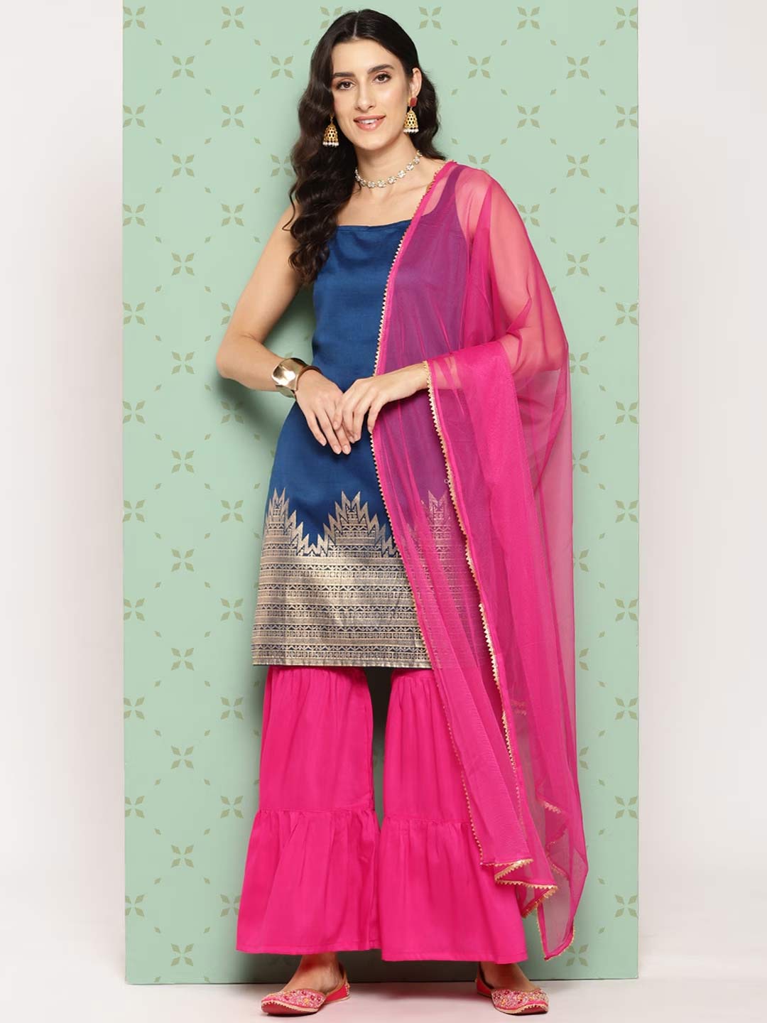 Print work sharara suit