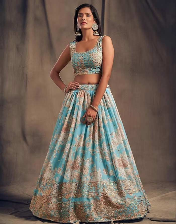 ice blue lehenga