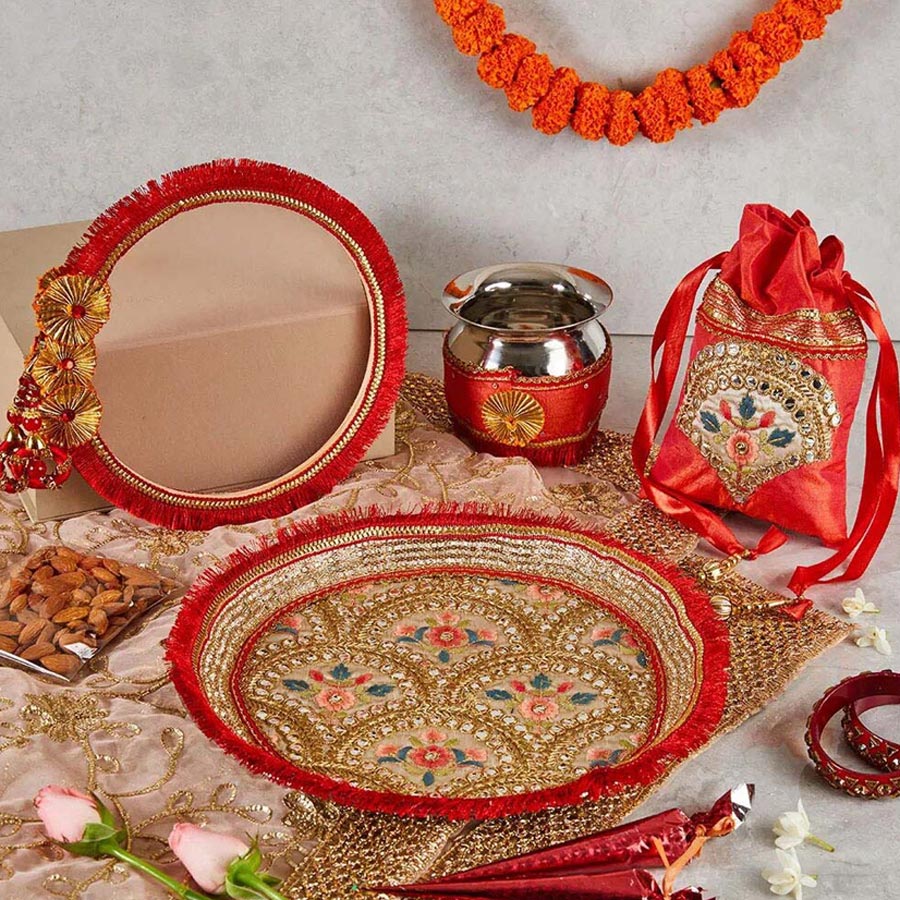 karwa chauth puja thali decoration ideas