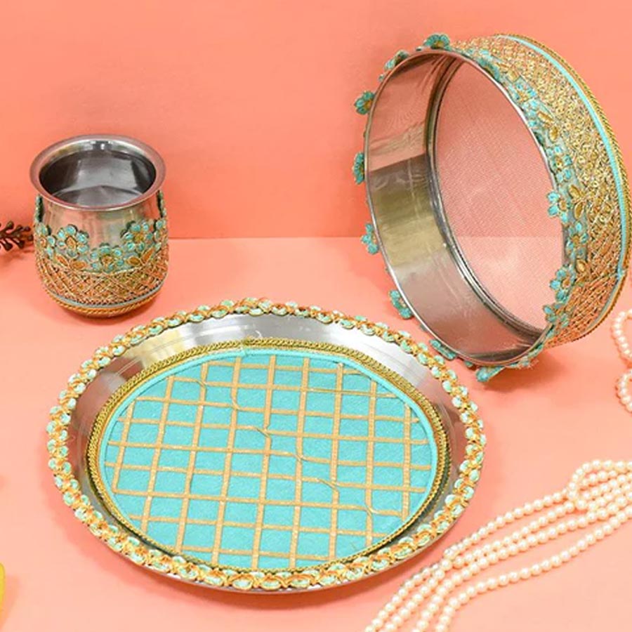 karwa chauth puja thali decoration