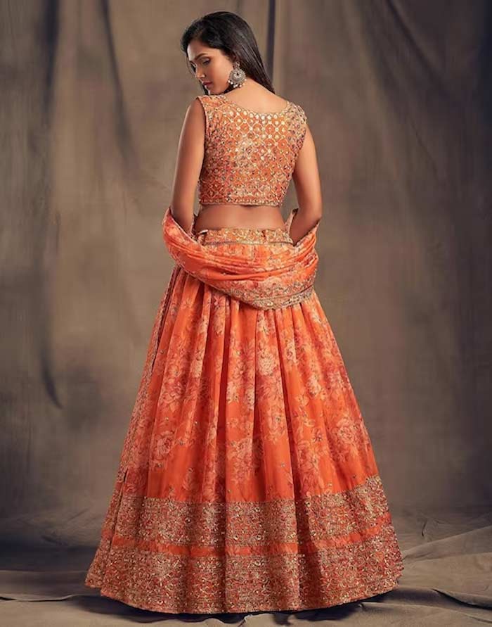 rusty orange lehenga