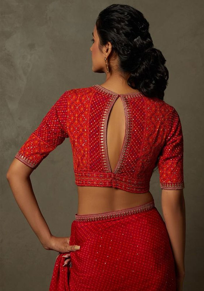 Back Cut Cotton Blouse Design