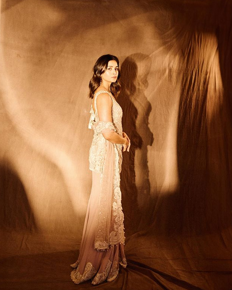 Golden Embroidered Sharara Suit