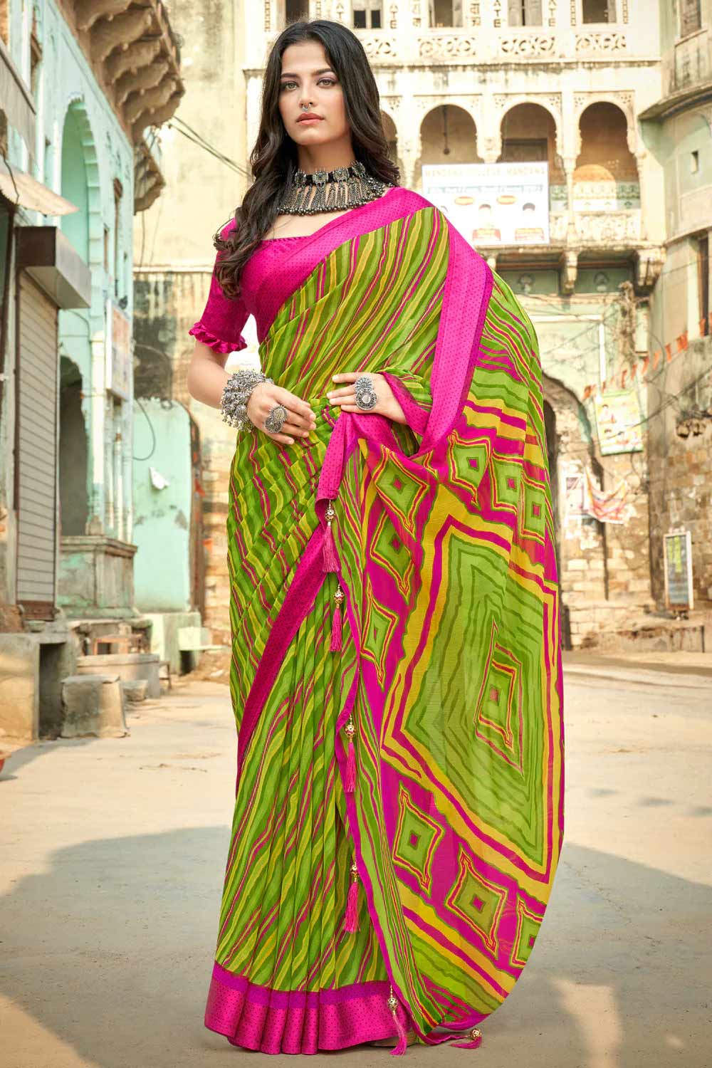 multi shade saree