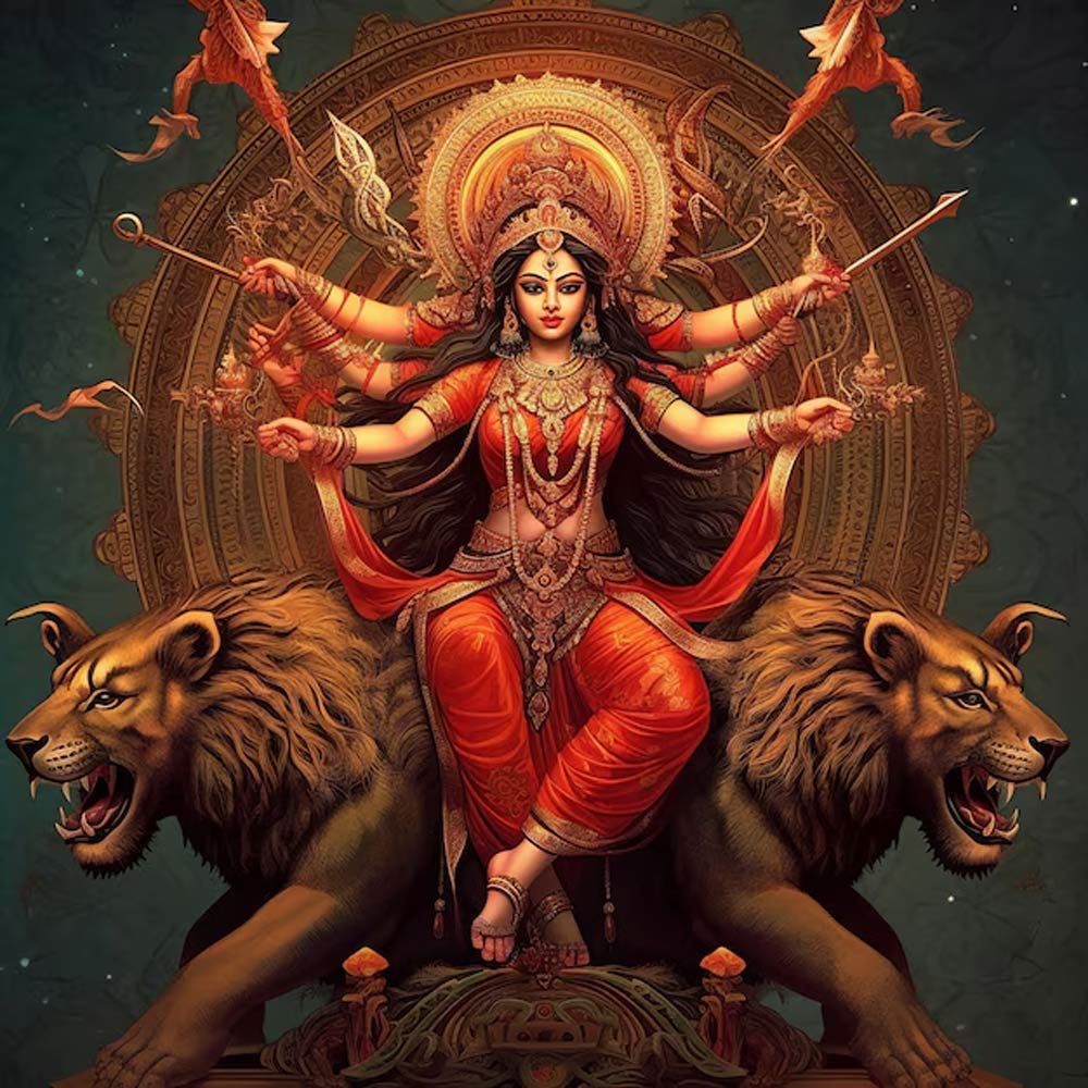 offering clove to goddess durga