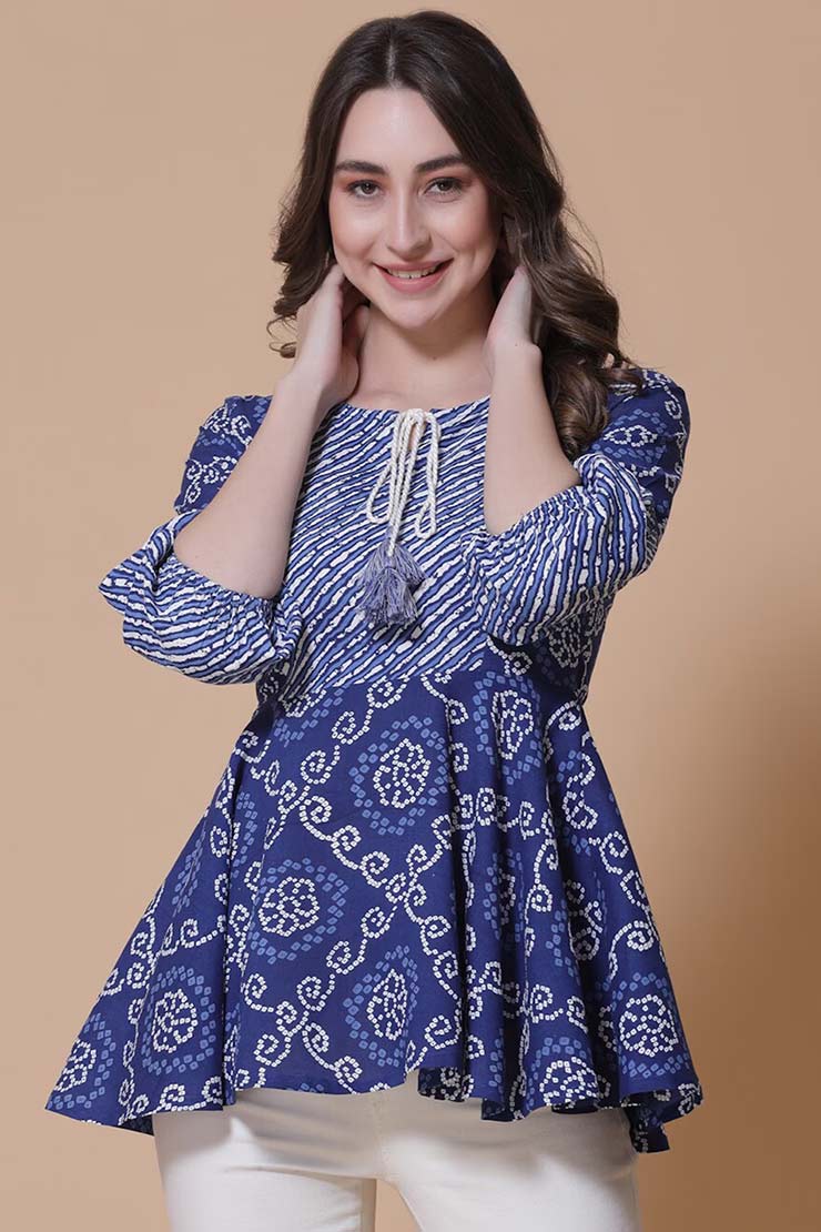 peplum bandhani kurti