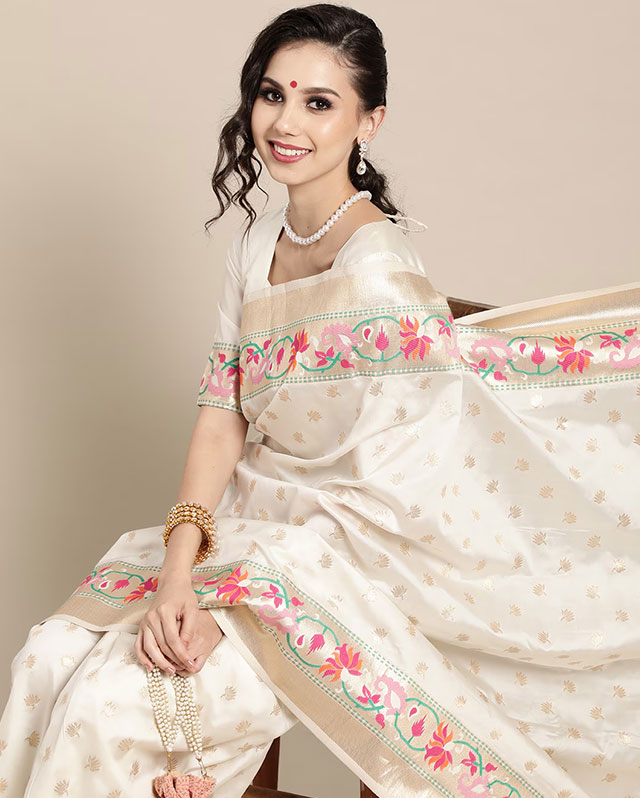 white saree latest design