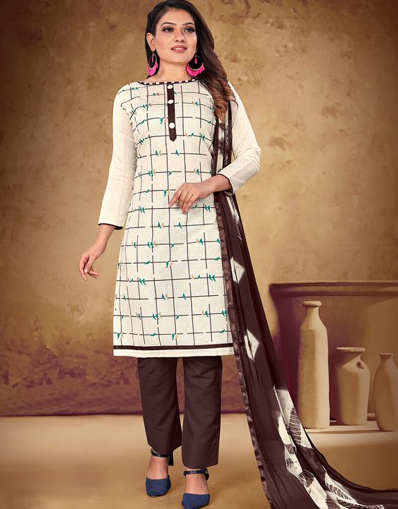 Checkered Khadi Cotton Suit Design