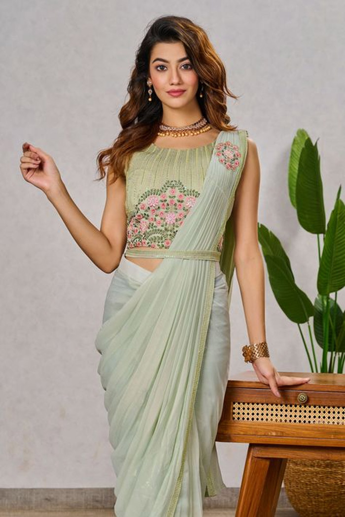 Chiffon Green Saree