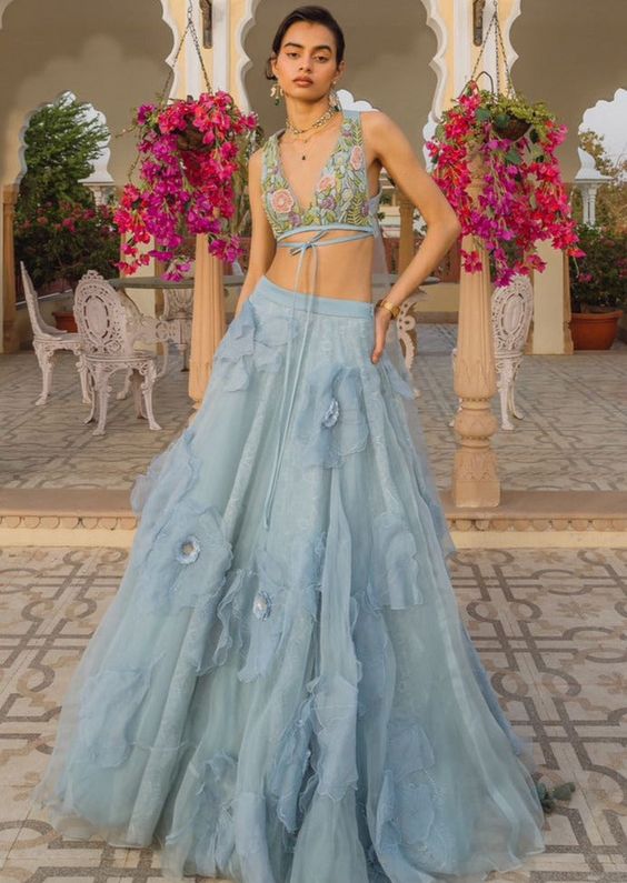 Embroidered Organza Lehenga Design