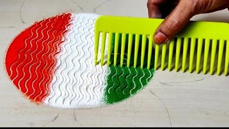 Flag Rangoli Design with comb