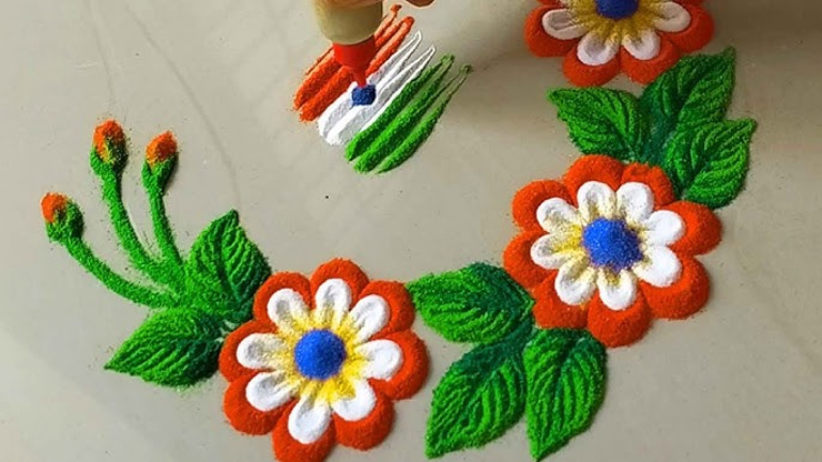 Flag and floral Rangoli Designs