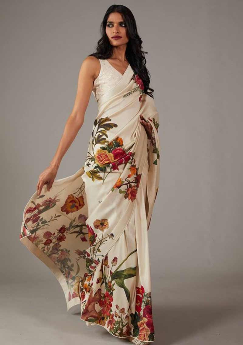 Floral Chiffon Saree Design