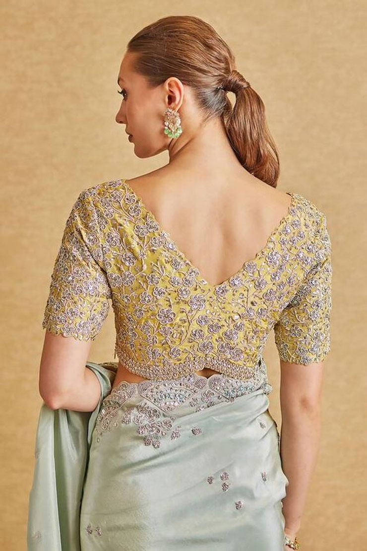 Intricate Embroidery Half Sleeved Blouse Designs