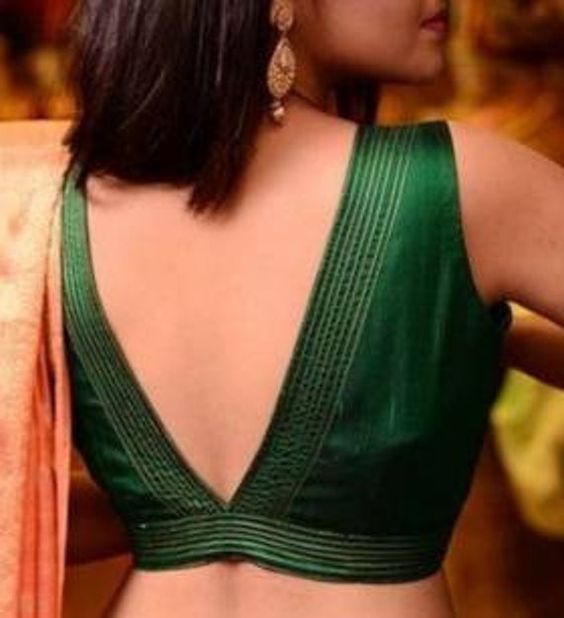 Low V Cut Back Blouse Design