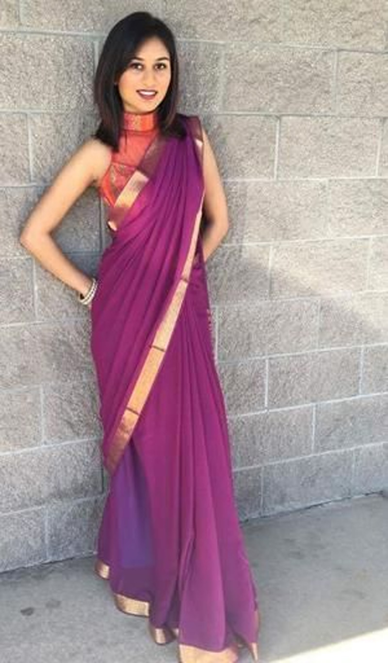 Maroon Chiffon Saree Design