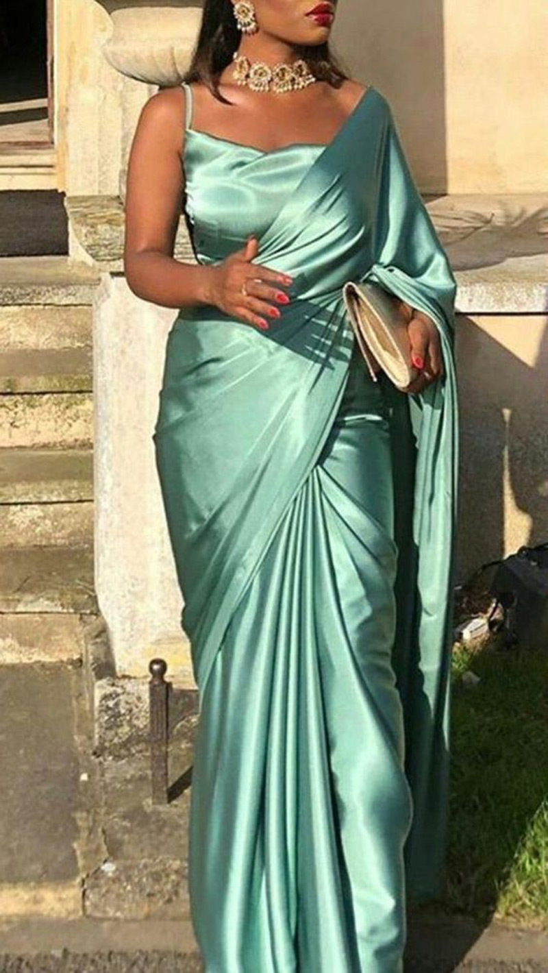 Mint Green Chiffon Saree Design
