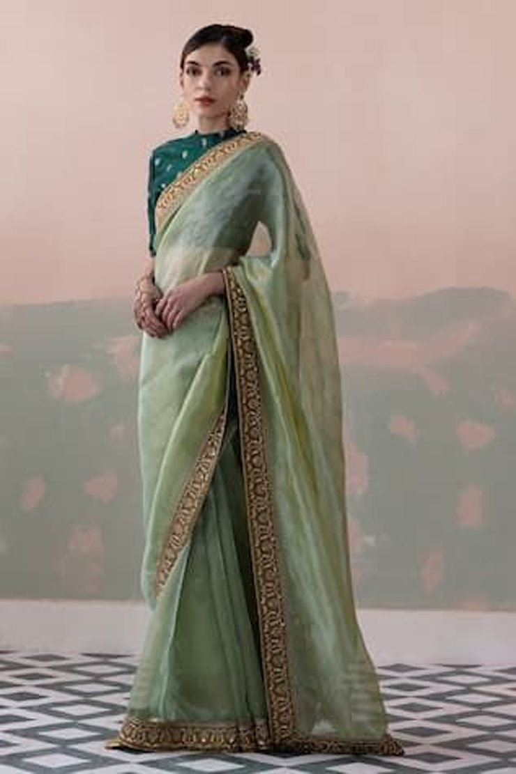 Organza Golden Border Saree