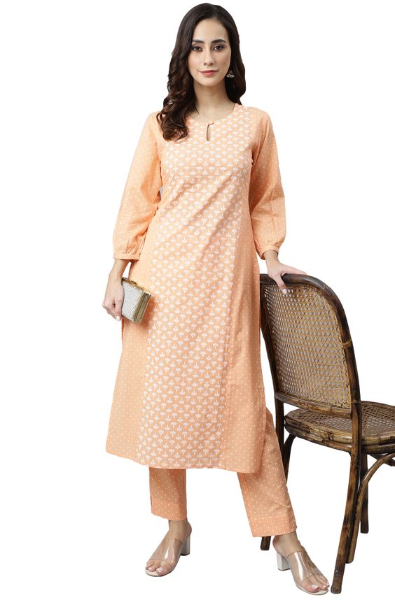 Puff Sleeve Khadi Cotton Suit Design