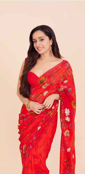 Shraddha Kapoor’s Floral Red Saree