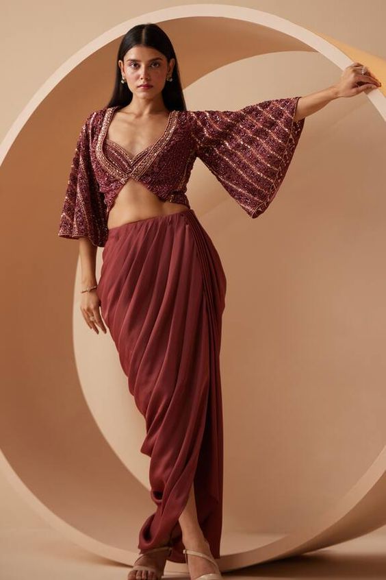 Side Slit Dhoti Skirt Co Ord Set