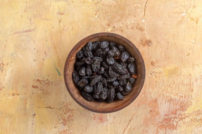 dry black grapes inside