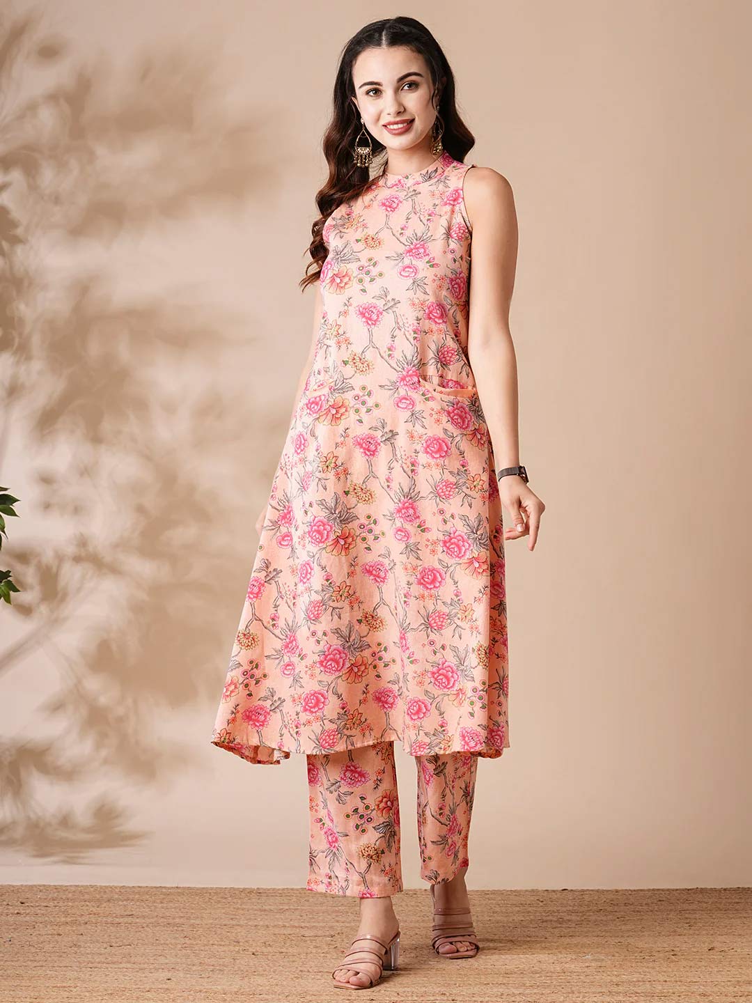 floral print a line kurti