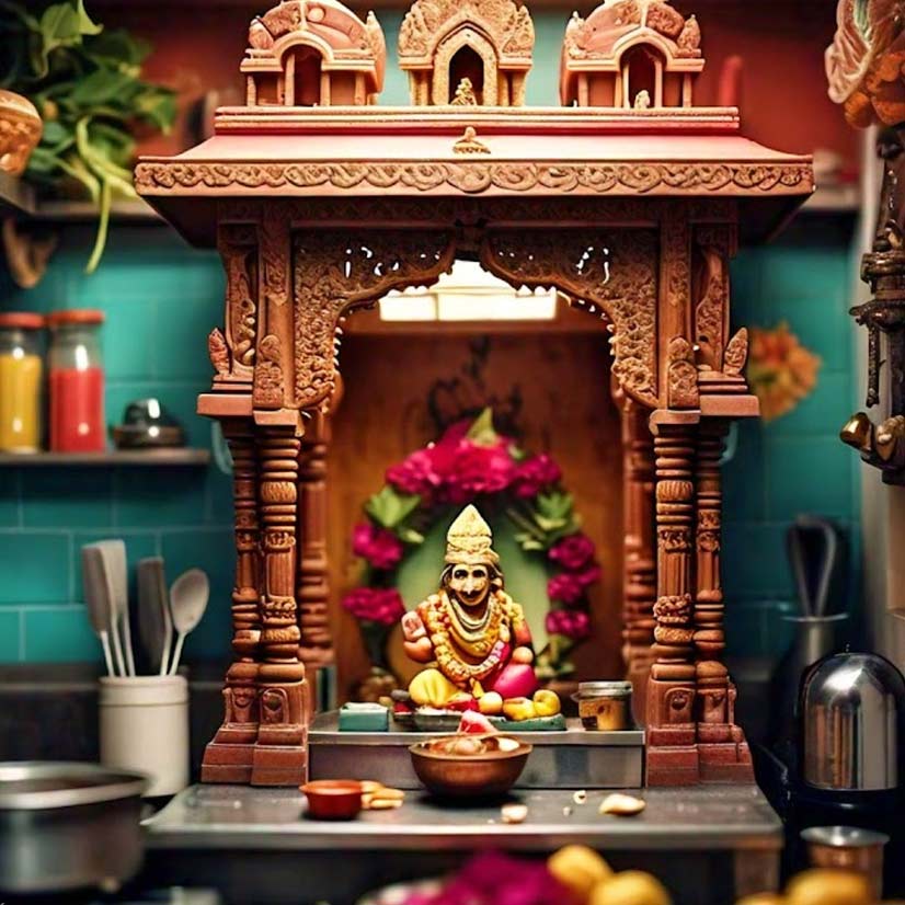 is it good to place puja room inside kitchen vastu
