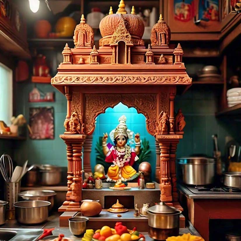 is it good to place puja room inside kitchen