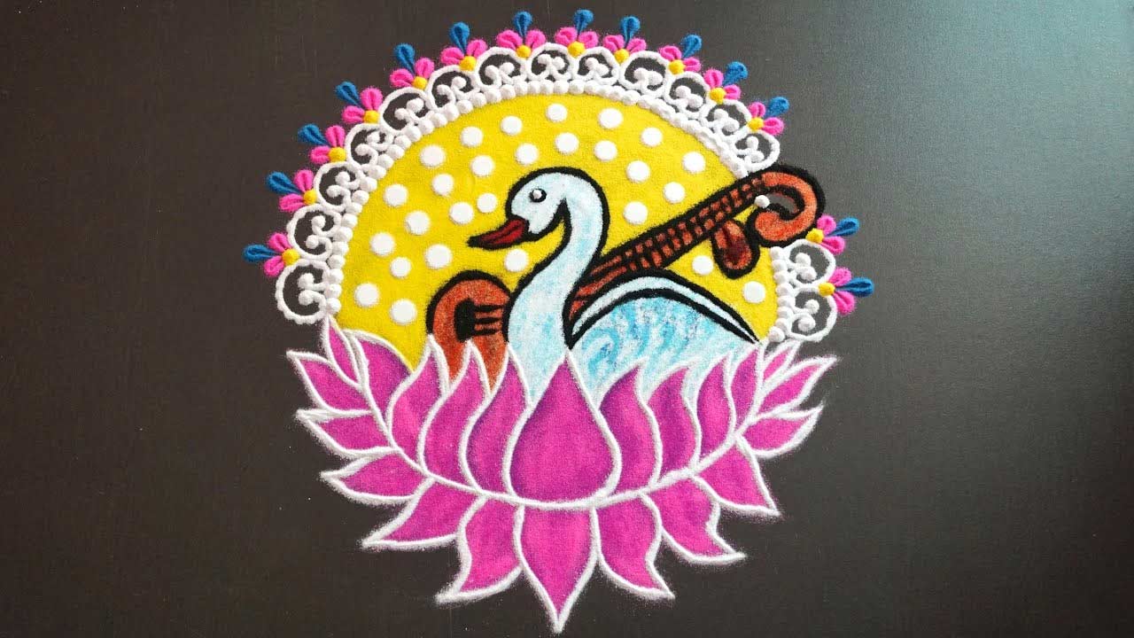 Easy Rangoli Design For Basant Panchami
