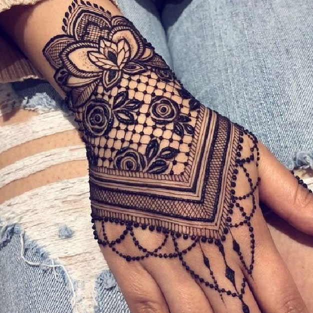 Net Like Chain Mehndi Design