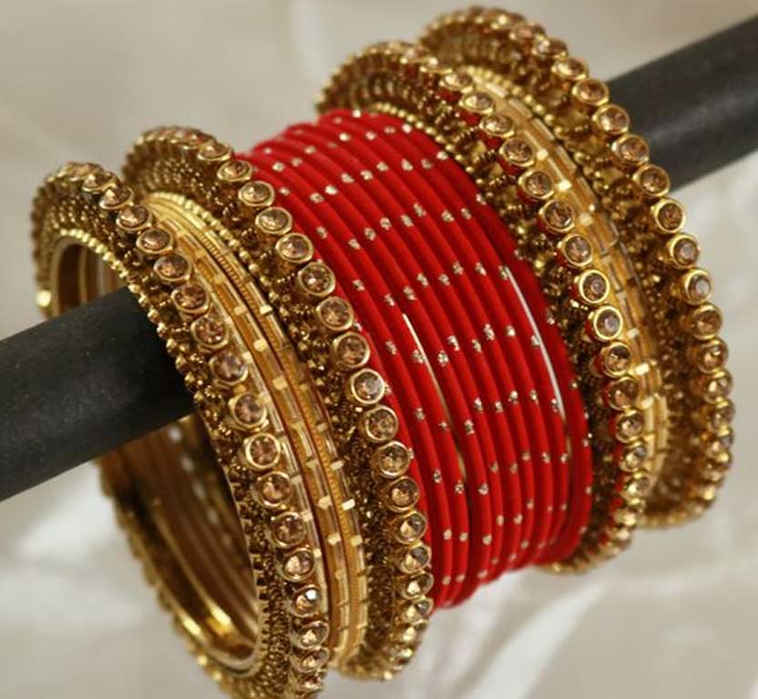 Red golden bangles