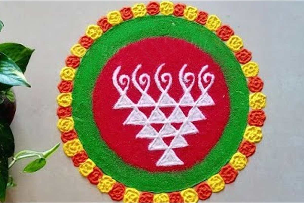 Saraswati Puja Yantra Rangoli Design
