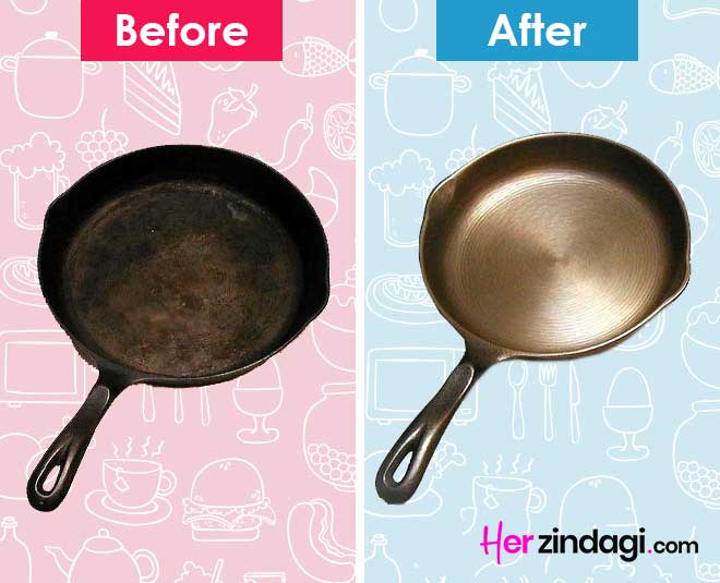 burnt tawa clean with medicine wrapper