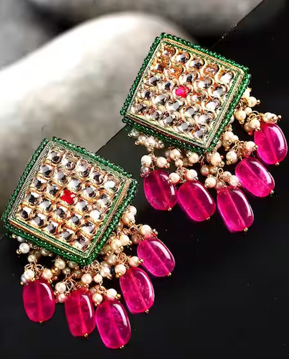 Kundan work earrings