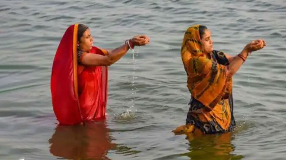 bathing in holy river