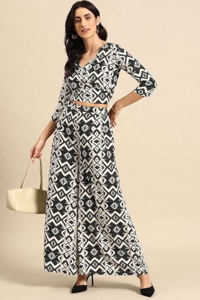 Black And White Palazzo Suit Design
