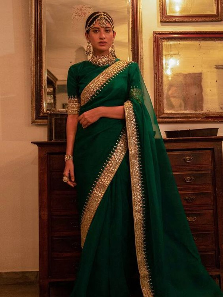 Embellished Green Gota Patti Saree