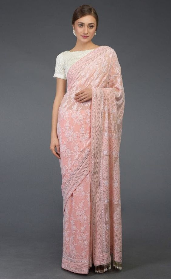 Floral Chikankari Saree