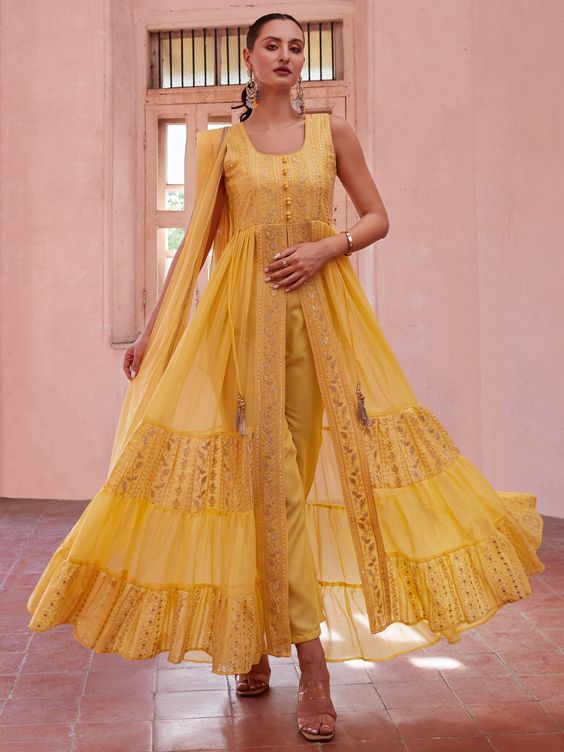 Georgette Front Slit Kurti Set